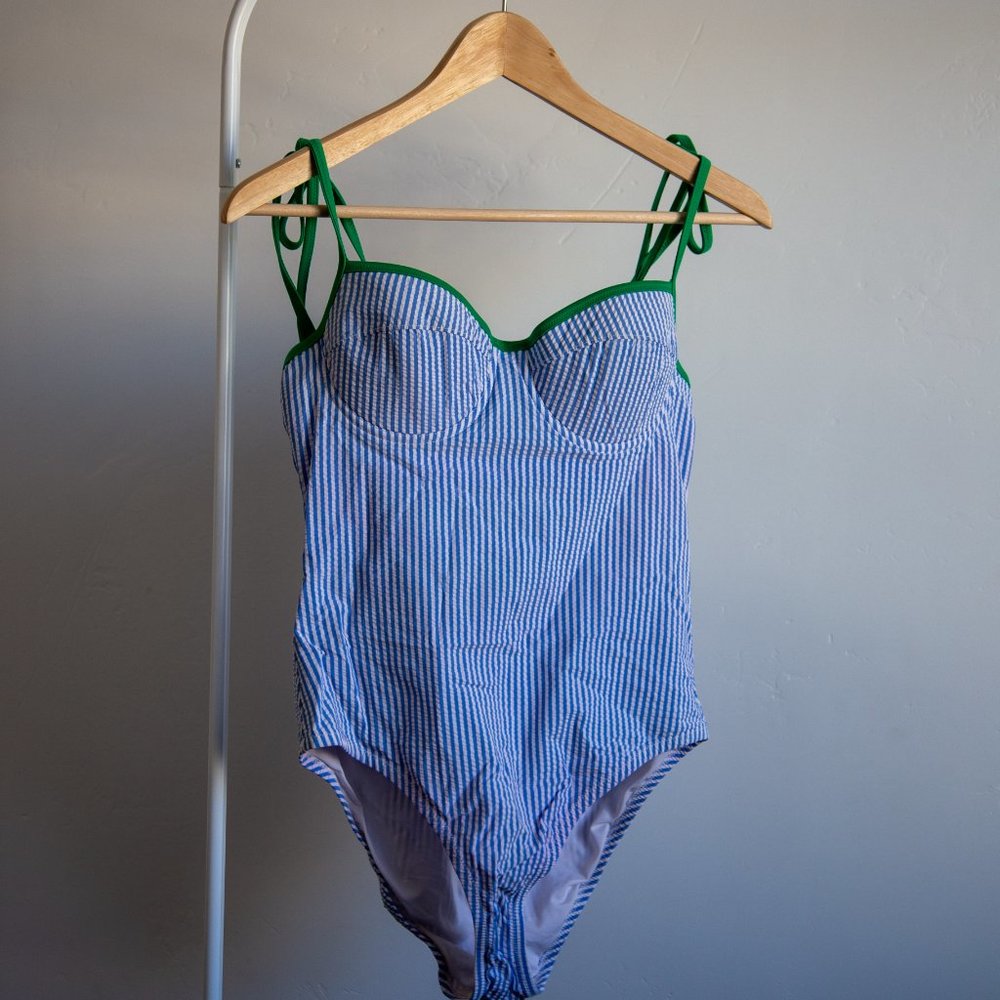 J Crew Seersucker One Piece Swimsuit